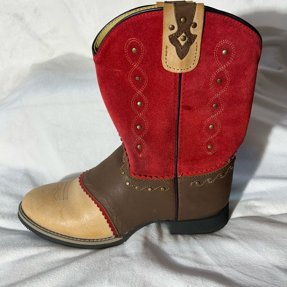 Smoky Mountain Red Tan Leather Western ankle Boots Sz Men’s 6.5/Women’s 8.5 - Picture 12 of 14